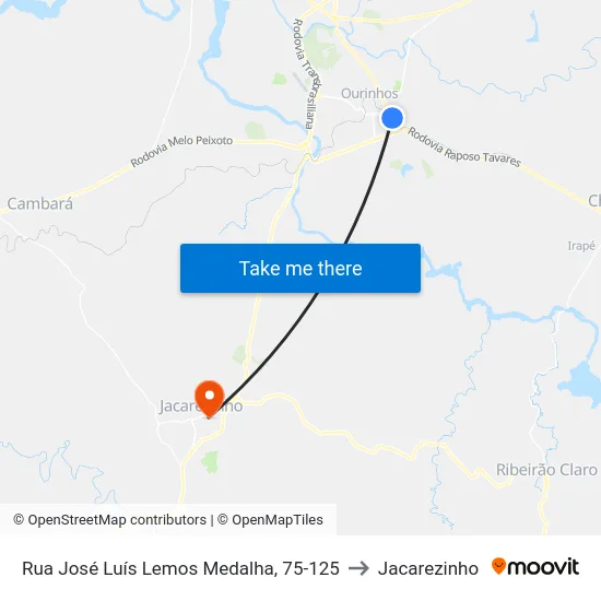 Rua José Luís Lemos Medalha, 75-125 to Jacarezinho map