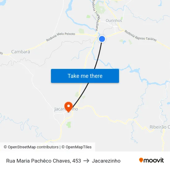 Rua Maria Pachêco Chaves, 453 to Jacarezinho map