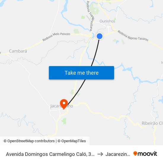 Avenida Domingos Carmelingo Caló, 3484 to Jacarezinho map