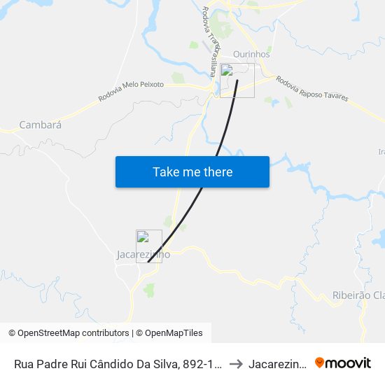 Rua Padre Rui Cândido Da Silva, 892-1026 to Jacarezinho map