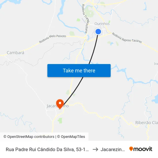 Rua Padre Rui Cândido Da Silva, 53-123 to Jacarezinho map