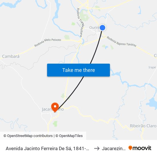 Avenida Jacinto Ferreira De Sá, 1841-1861 to Jacarezinho map