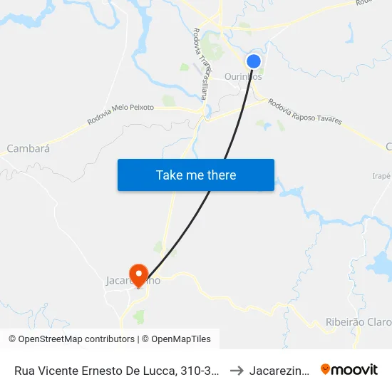 Rua Vicente Ernesto De Lucca, 310-372 to Jacarezinho map