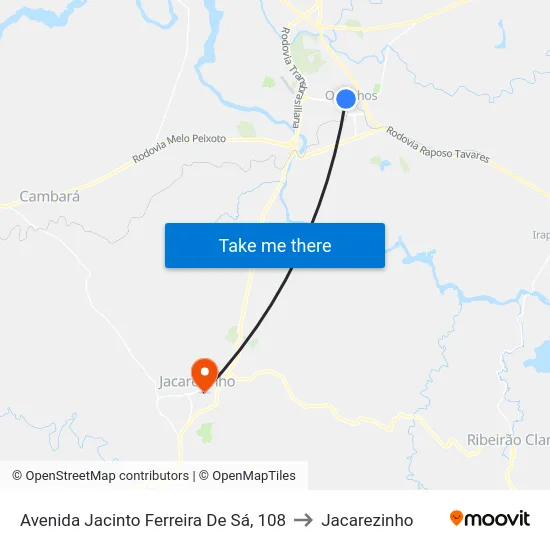 Avenida Jacinto Ferreira De Sá, 108 to Jacarezinho map