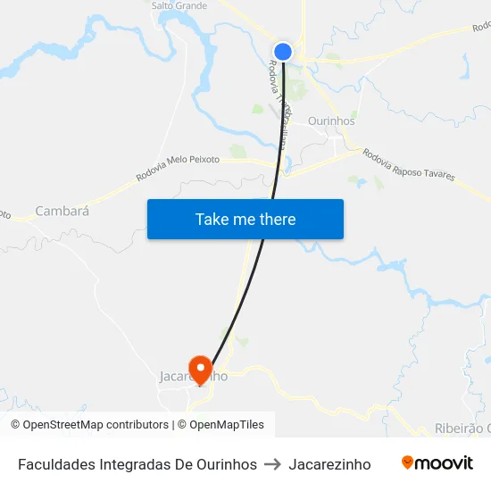 Faculdades Integradas De Ourinhos to Jacarezinho map