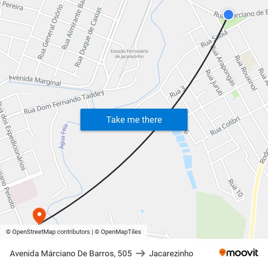 Avenida Márciano De Barros, 505 to Jacarezinho map