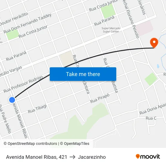 Avenida Manoel Ribas, 421 to Jacarezinho map