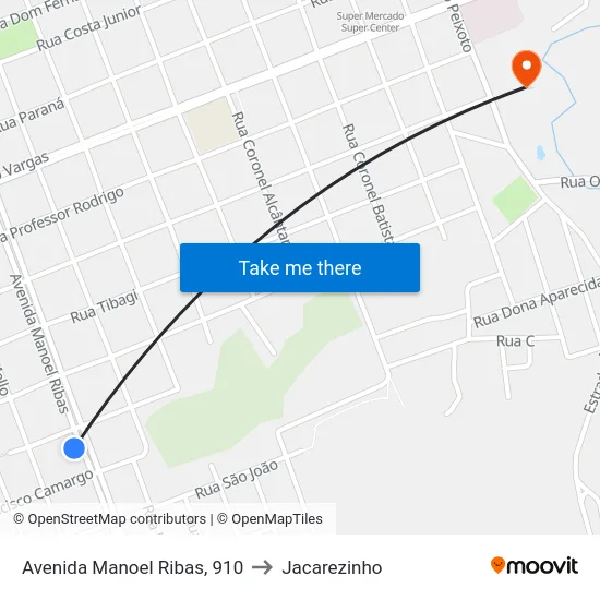Avenida Manoel Ribas, 910 to Jacarezinho map