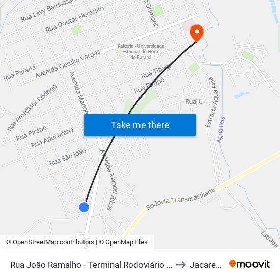 Rua João Ramalho - Terminal Rodoviário De Jacarezinho to Jacarezinho map