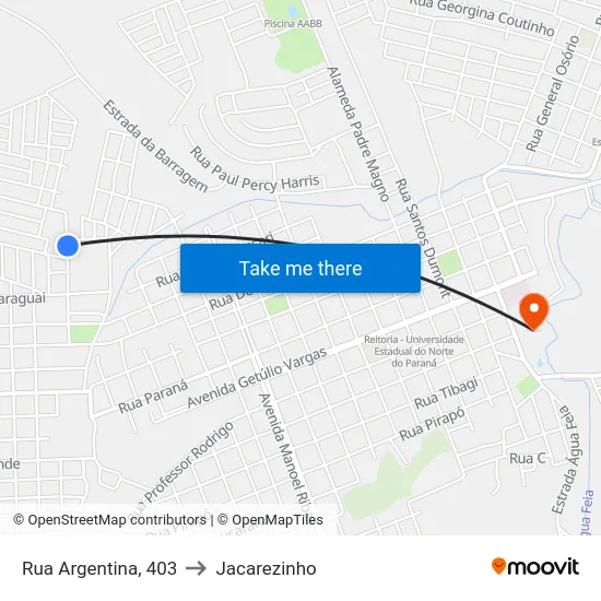 Rua Argentina, 403 to Jacarezinho map