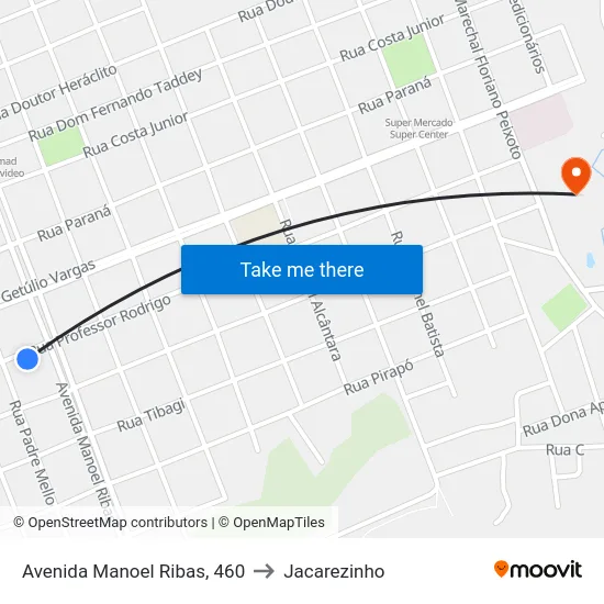 Avenida Manoel Ribas, 460 to Jacarezinho map