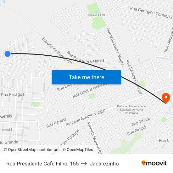 Rua Presidente Café Filho, 155 to Jacarezinho map