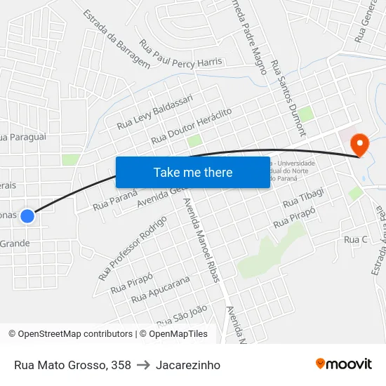 Rua Mato Grosso, 358 to Jacarezinho map