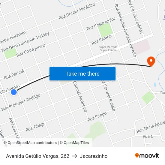 Avenida Getúlio Vargas, 262 to Jacarezinho map