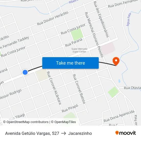 Avenida Getúlio Vargas, 527 to Jacarezinho map