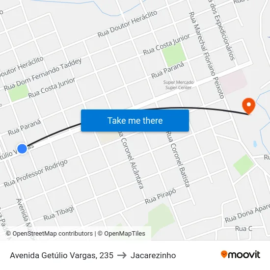 Avenida Getúlio Vargas, 235 to Jacarezinho map
