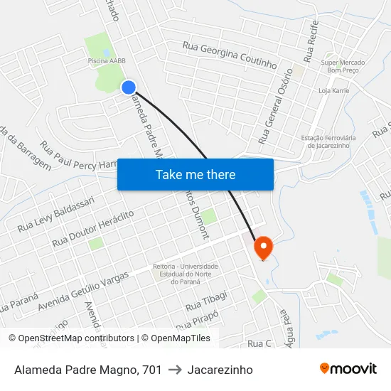 Alameda Padre Magno, 701 to Jacarezinho map
