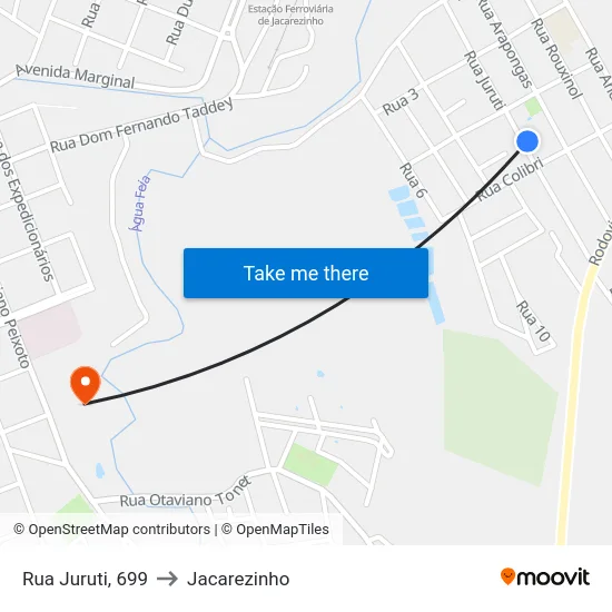 Rua Juruti, 699 to Jacarezinho map