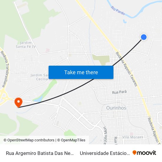 Rua Argemiro Batista Das Neves, 333 to Universidade Estácio De Sá map