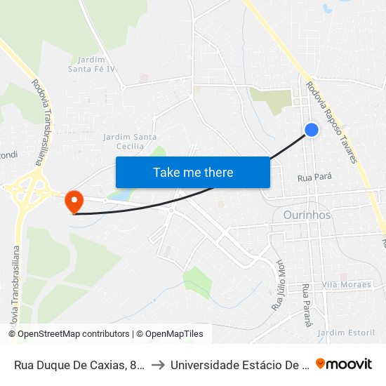 Rua Duque De Caxias, 870 to Universidade Estácio De Sá map