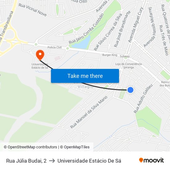 Rua Júlia Budai, 2 to Universidade Estácio De Sá map