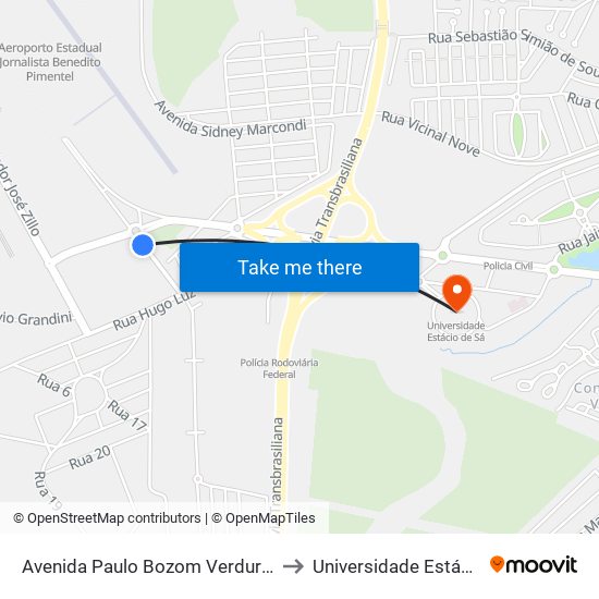 Avenida Paulo Bozom Verduraz, 136-322 to Universidade Estácio De Sá map