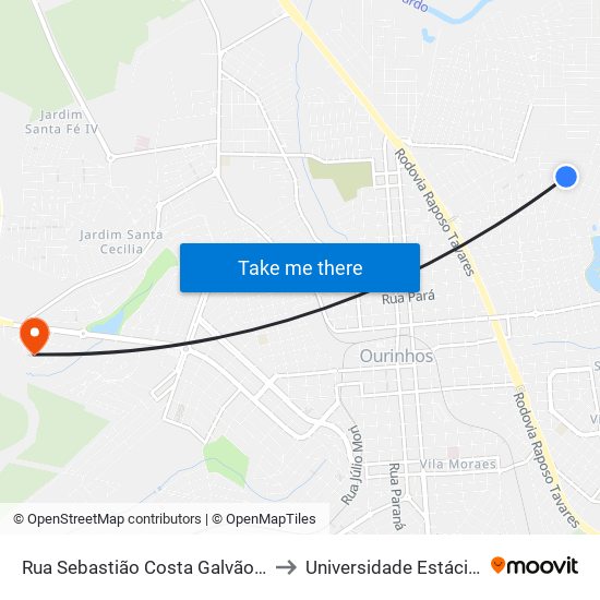 Rua Sebastião Costa Galvão, 331-433 to Universidade Estácio De Sá map