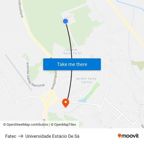 Fatec to Universidade Estácio De Sá map