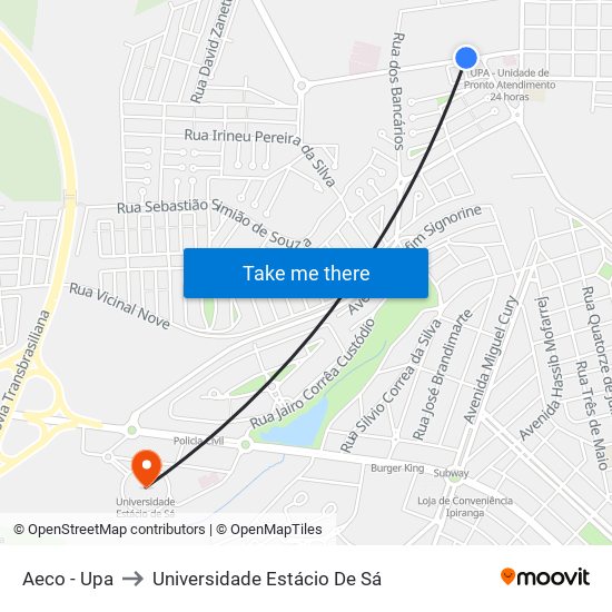 Aeco - Upa to Universidade Estácio De Sá map