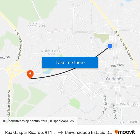 Rua Gáspar Ricardo, 911-943 to Universidade Estácio De Sá map