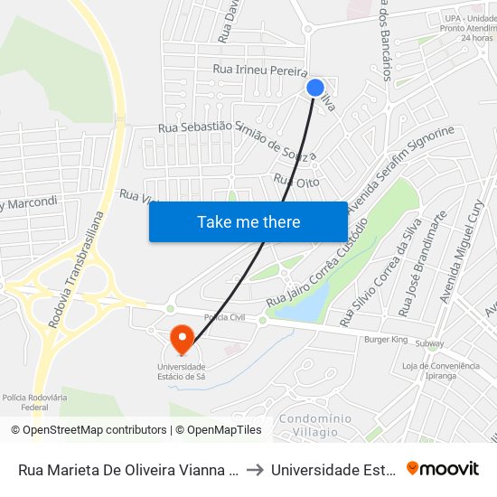 Rua Marieta De Oliveira Vianna E Silva, 423-483 to Universidade Estácio De Sá map