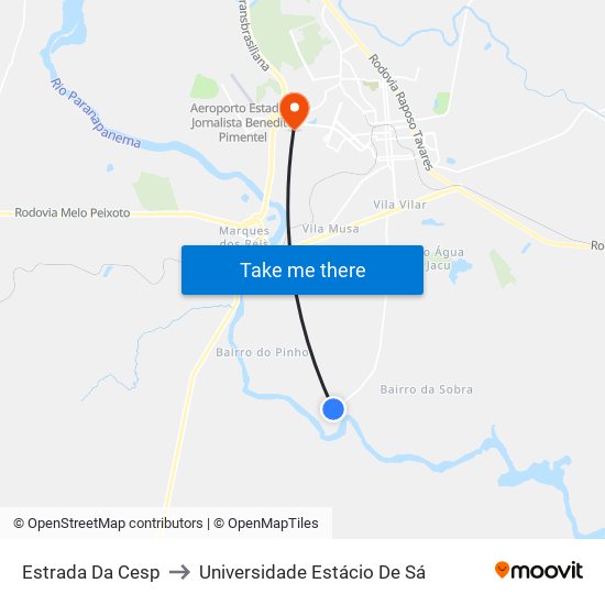 Estrada Da Cesp to Universidade Estácio De Sá map