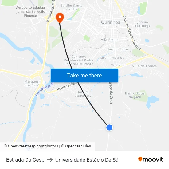 Estrada Da Cesp to Universidade Estácio De Sá map
