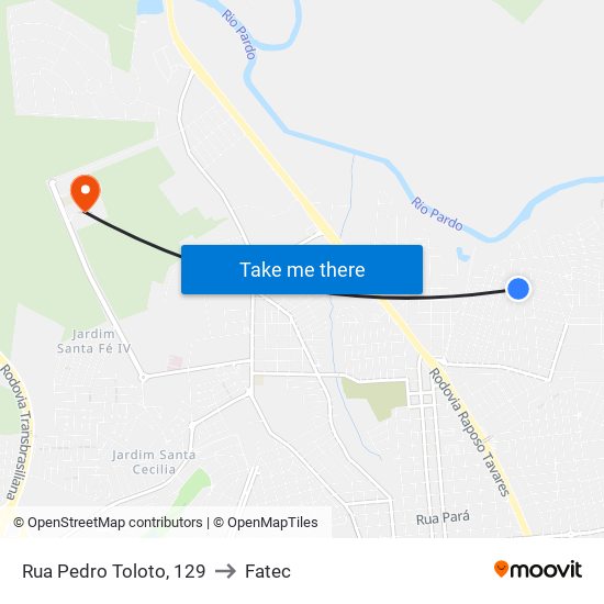 Rua Pedro Toloto, 129 to Fatec map