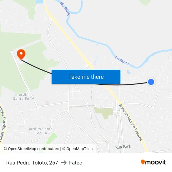 Rua Pedro Toloto, 257 to Fatec map