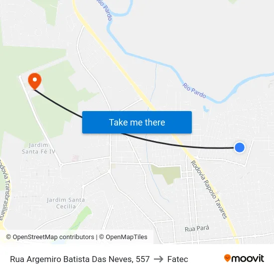 Rua Argemiro Batista Das Neves, 557 to Fatec map