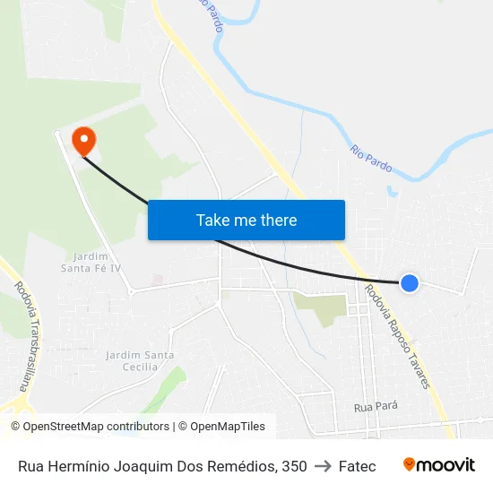 Rua Hermínio Joaquim Dos Remédios, 350 to Fatec map