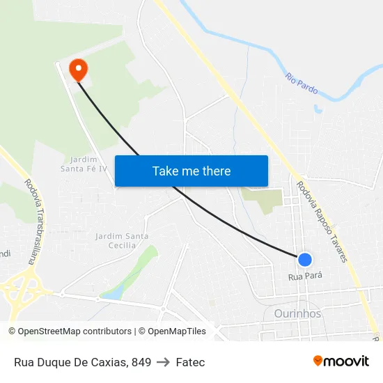Rua Duque De Caxias, 849 to Fatec map