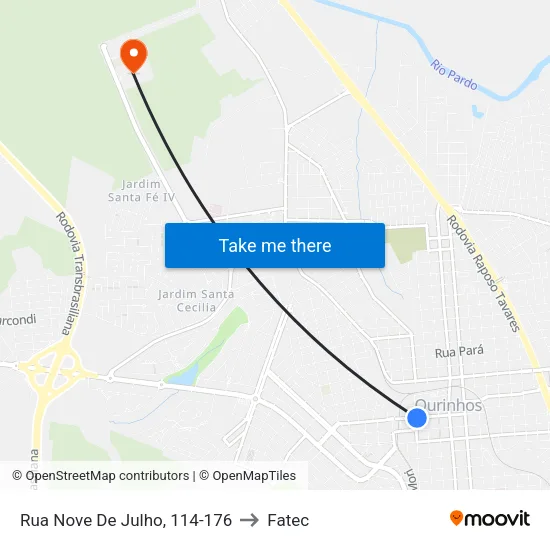 Rua Nove De Julho, 114-176 to Fatec map