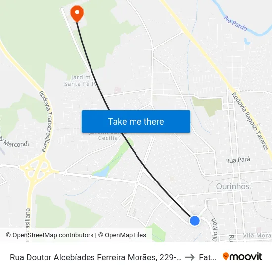 Rua Doutor Alcebíades Ferreira Morães, 229-345 to Fatec map