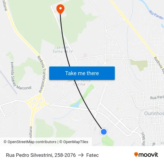 Rua Pedro Silvestrini, 258-2076 to Fatec map