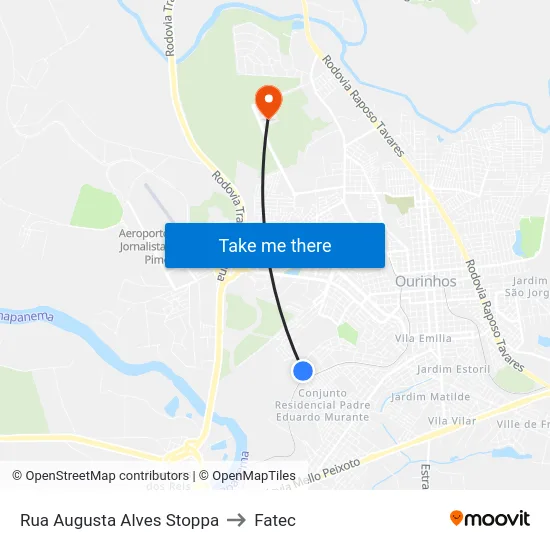 Rua Augusta Alves Stoppa to Fatec map