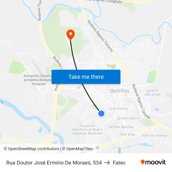 Rua Doutor José Ermírio De Moraes, 534 to Fatec map