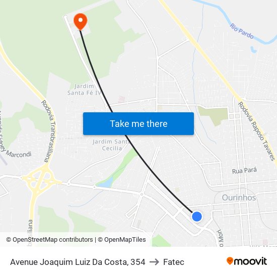 Avenue Joaquim Luiz Da Costa, 354 to Fatec map