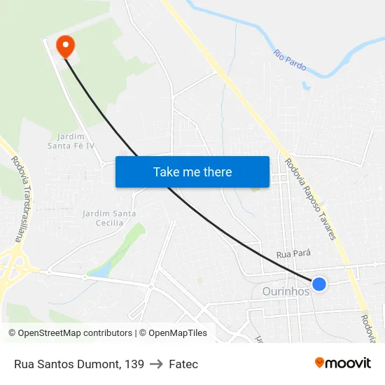 Rua Santos Dumont, 139 to Fatec map