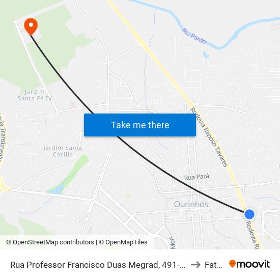 Rua Professor Francisco Duas Megrad, 491-577 to Fatec map