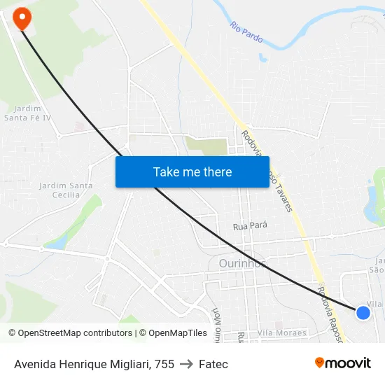 Avenida Henrique Migliari, 755 to Fatec map