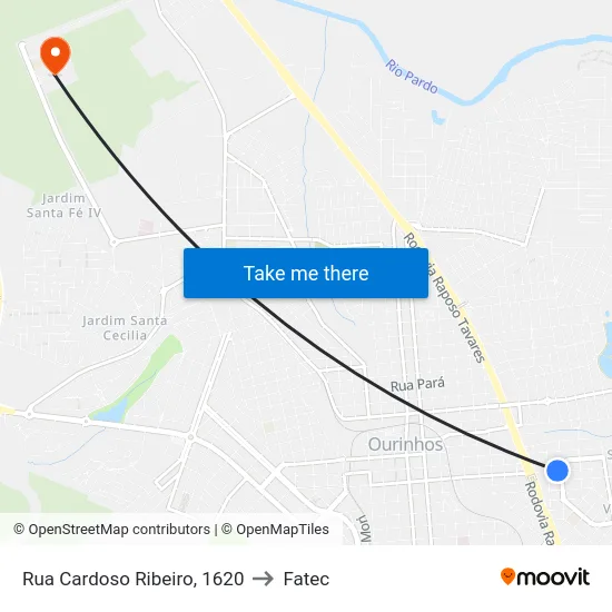 Rua Cardoso Ribeiro, 1620 to Fatec map