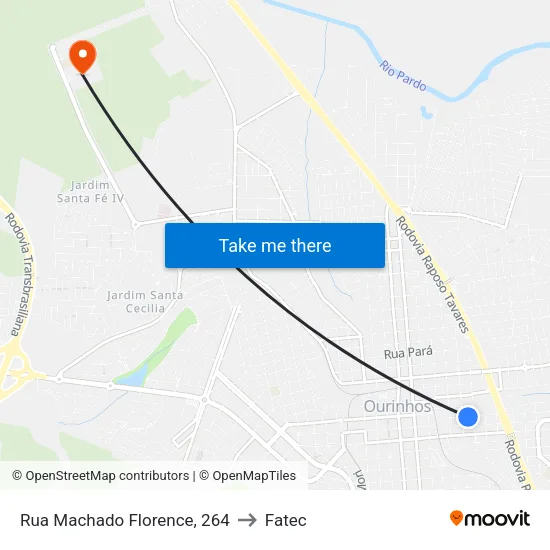 Rua Machado Florence, 264 to Fatec map
