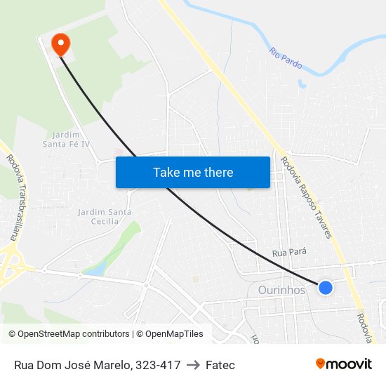 Rua Dom José Marelo, 323-417 to Fatec map